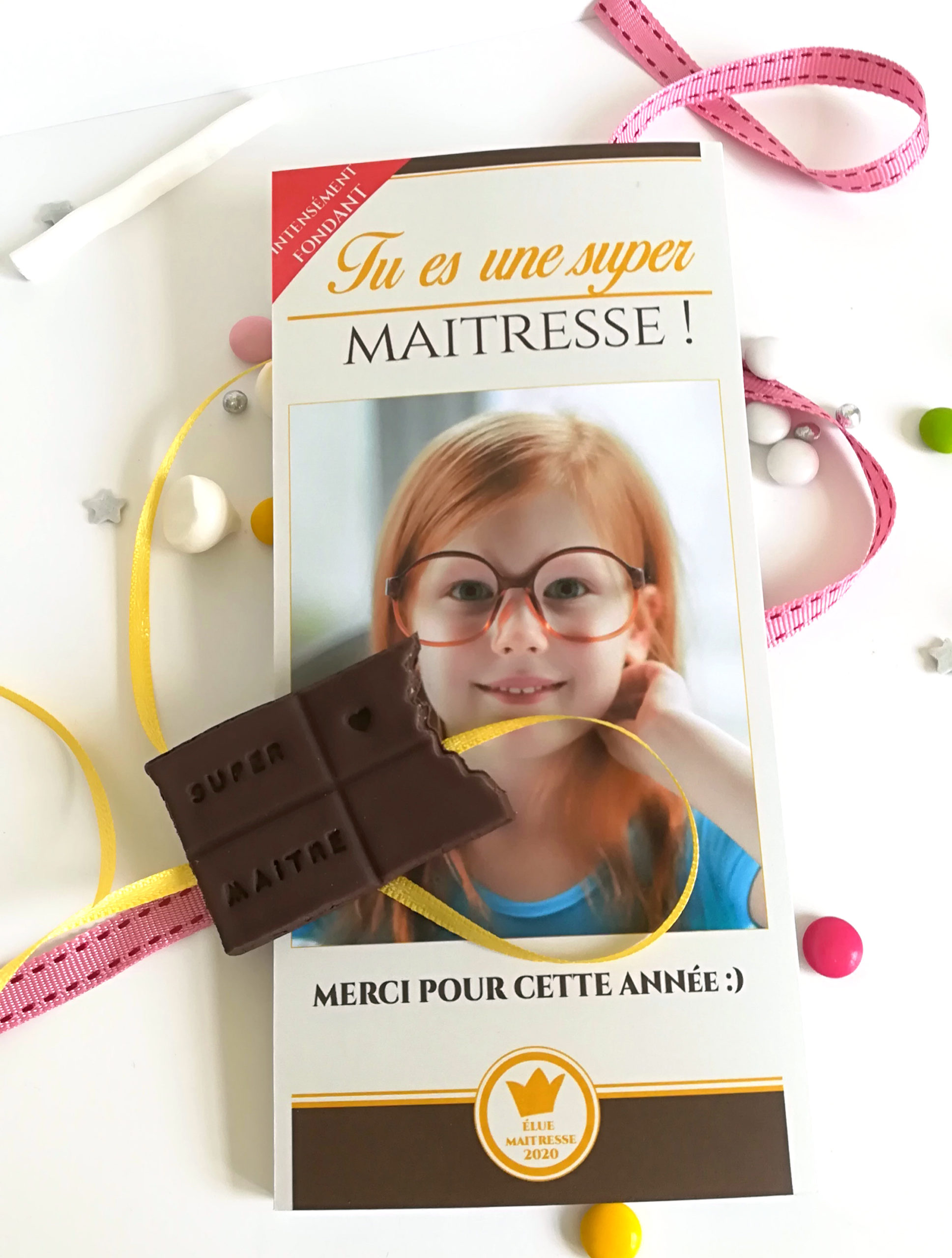 Tablette chocolat personnalisée - cadeau maitre/maitresse