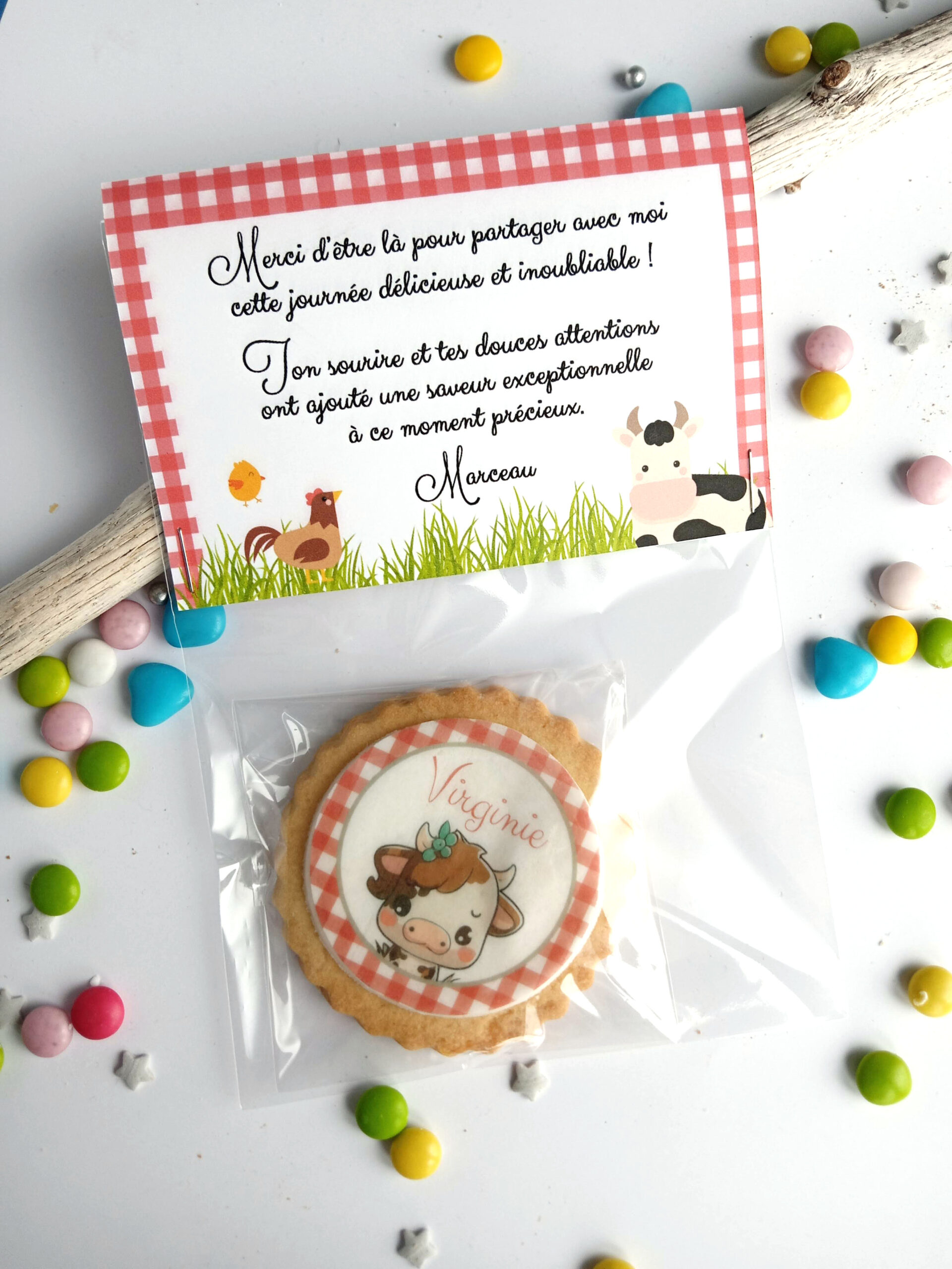 biscuit-theme-animaux-ferme-personnalise-avec-emballage-assorti