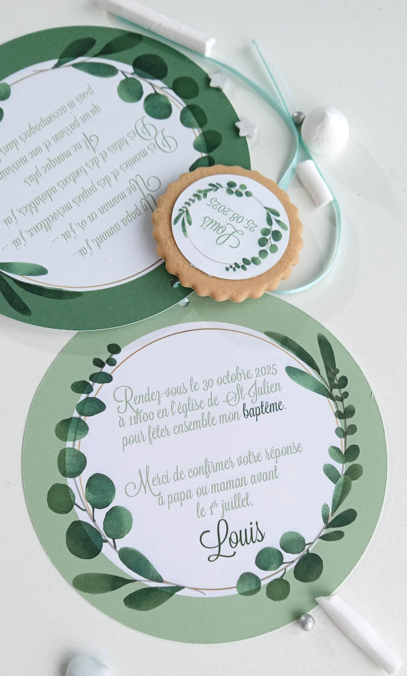 Faire-part-theme-eucalyptus-bapteme-fleur-tendance-original--mixte-fille-vert-sauge-nature-sauge